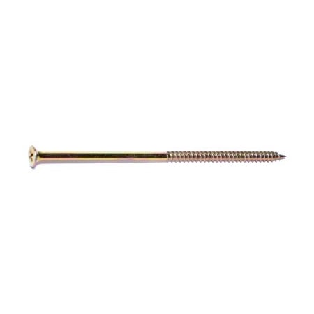 Wood Screw, #10, 5 In, Zinc Yellow Steel Flat Head Phillips Drive, 500 PK